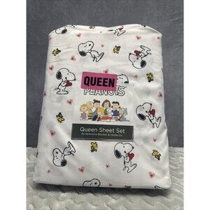 Peanuts Snoopy and Woodstock Valentine Hearts  Berkshire Queen Sheet Set